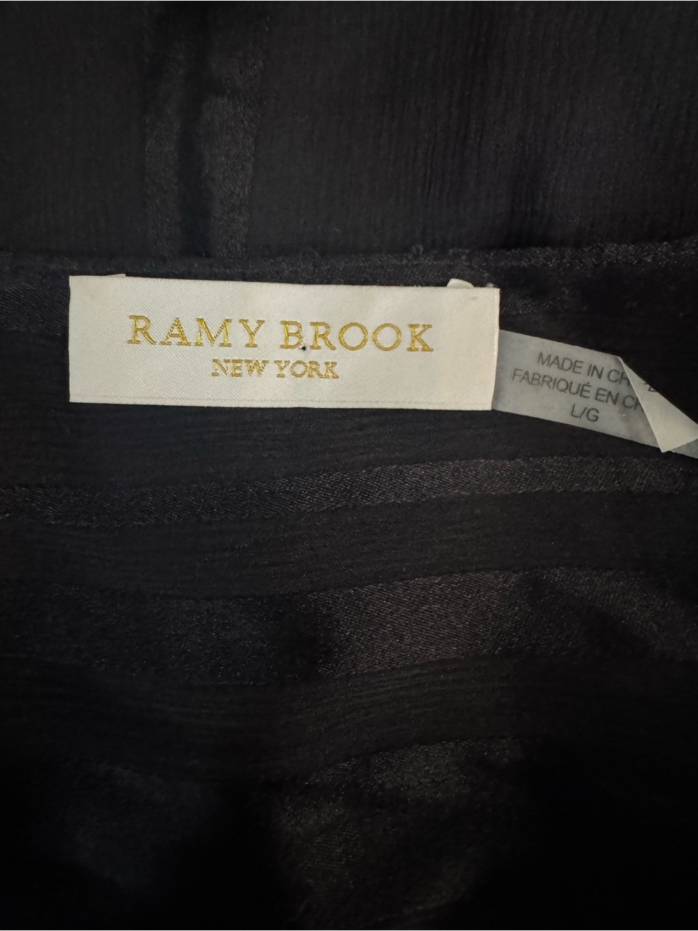Ramy Brook Black Sheer Striped Surplice Blouse - Picture 2 of 7